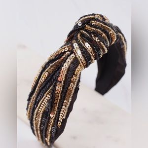 Black and Gold Sequin Striped Headband- NWT
